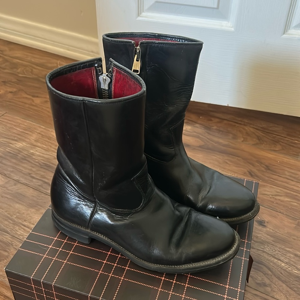 Black Leather Biker Boots